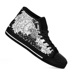 Black And White Demon Wicca Print Black High Top Shoes
