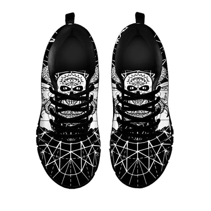 Black And White Demon Wicca Print Black Sneakers