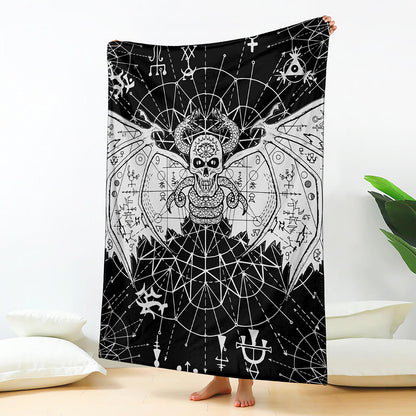 Black And White Demon Wicca Print Blanket