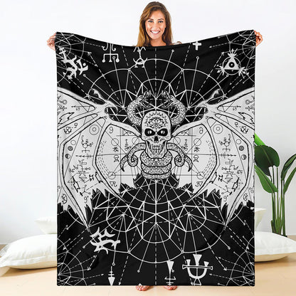 Black And White Demon Wicca Print Blanket
