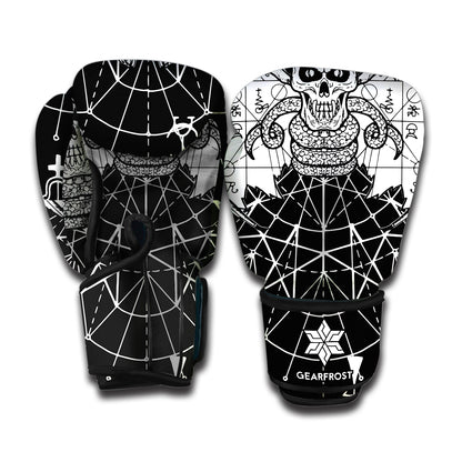 Black And White Demon Wicca Print Boxing Gloves