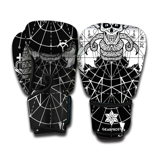 Black And White Demon Wicca Print Boxing Gloves