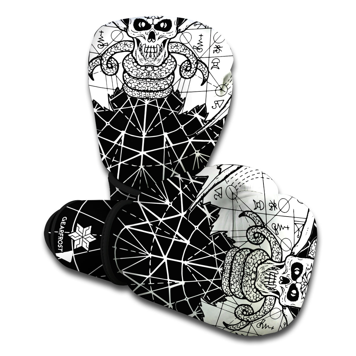 Black And White Demon Wicca Print Boxing Gloves