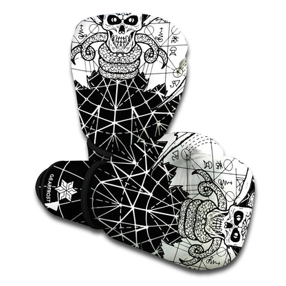 Black And White Demon Wicca Print Boxing Gloves