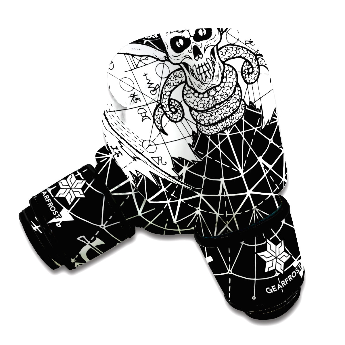 Black And White Demon Wicca Print Boxing Gloves