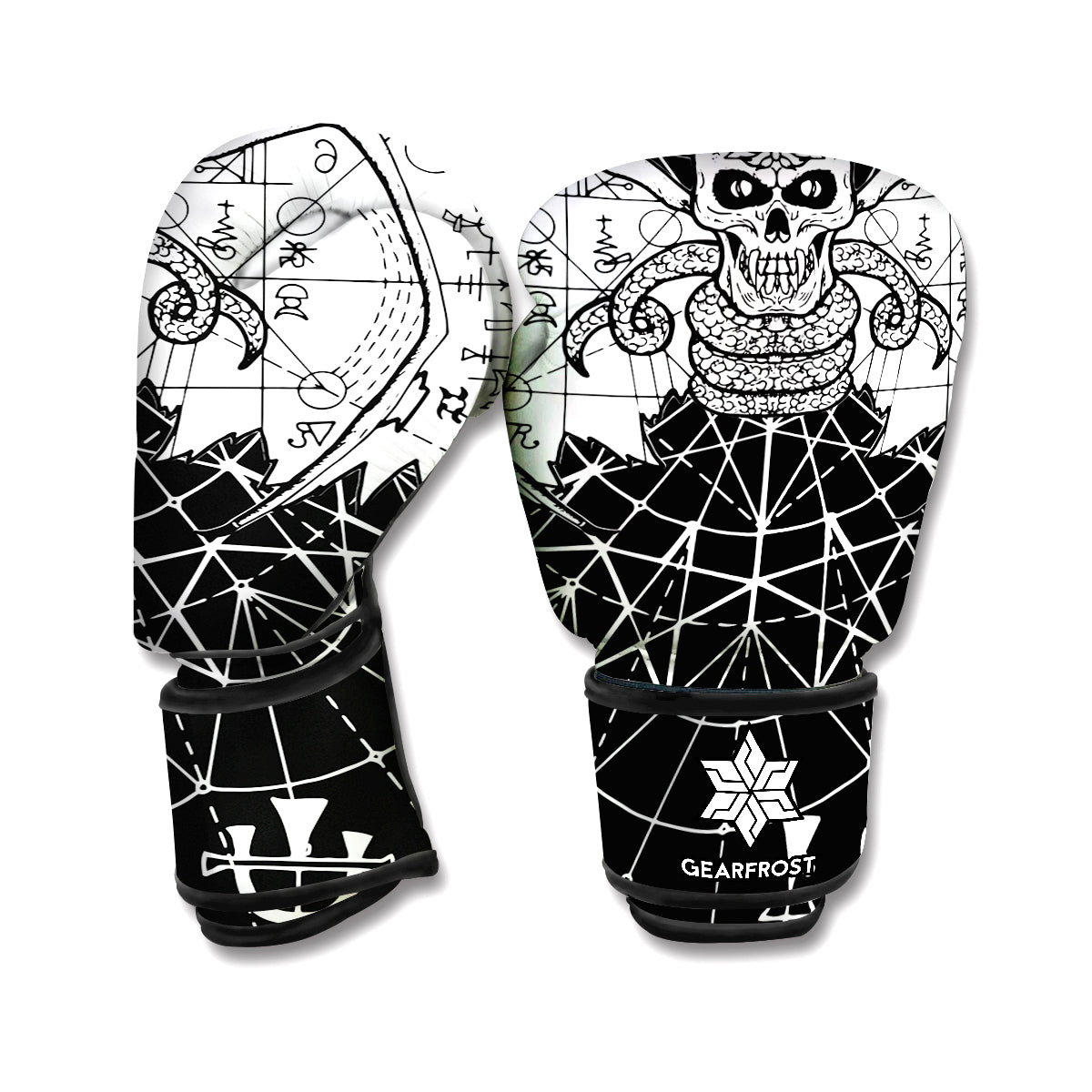 Black And White Demon Wicca Print Boxing Gloves