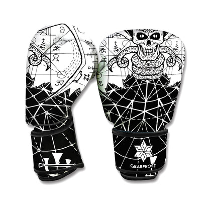 Black And White Demon Wicca Print Boxing Gloves