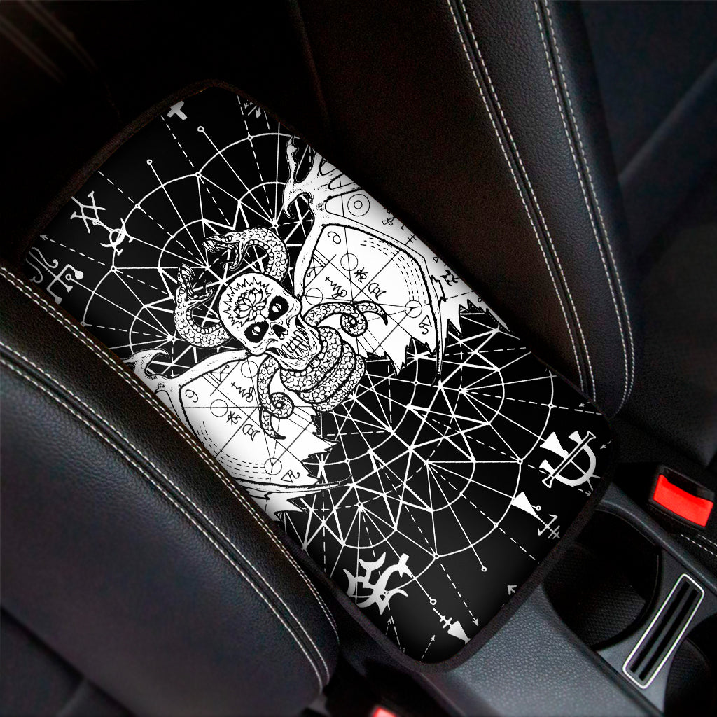 Black And White Demon Wicca Print Car Center Console Cover