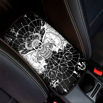 Black And White Demon Wicca Print Car Center Console Cover