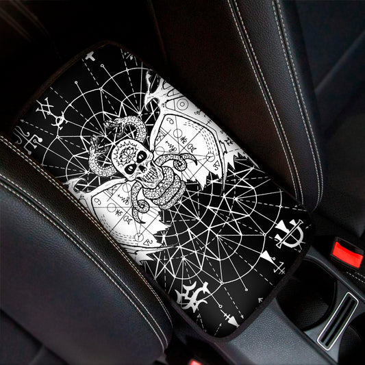 Black And White Demon Wicca Print Car Center Console Cover