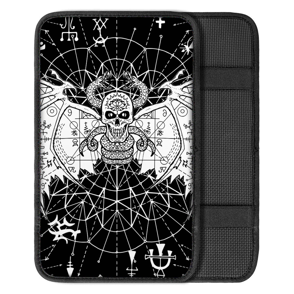 Black And White Demon Wicca Print Car Center Console Cover