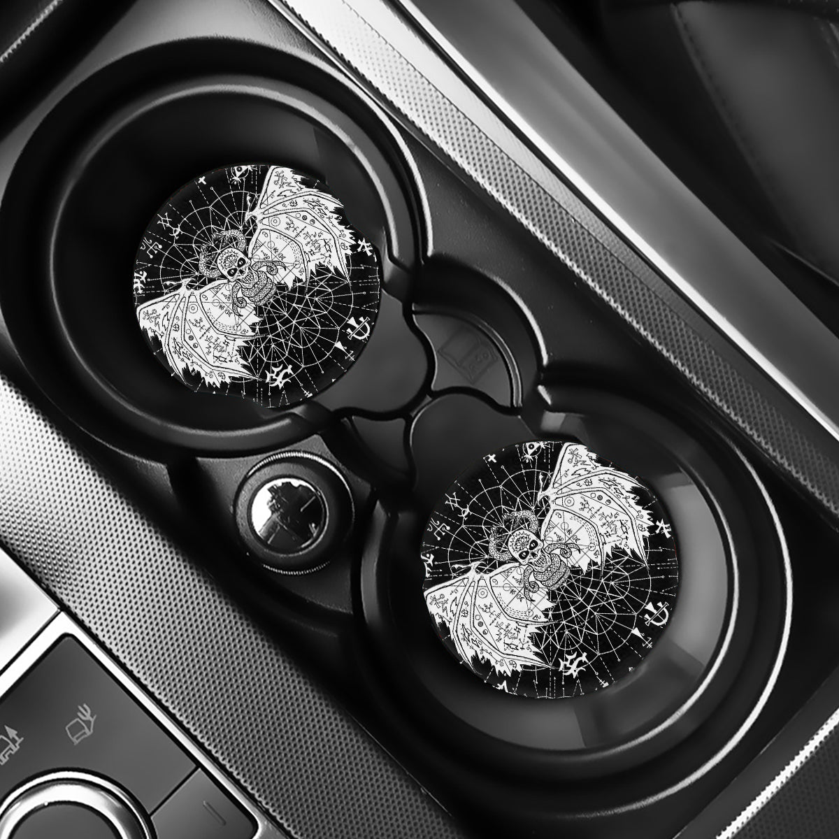 Black And White Demon Wicca Print Car Coasters