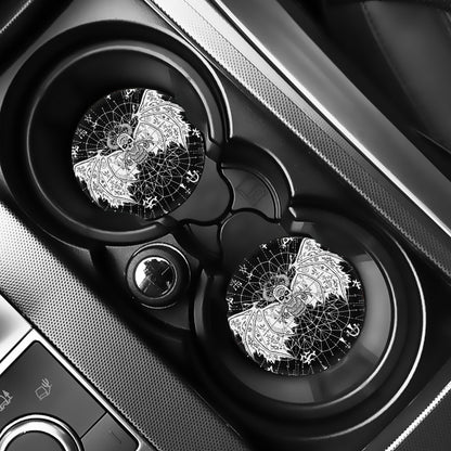 Black And White Demon Wicca Print Car Coasters