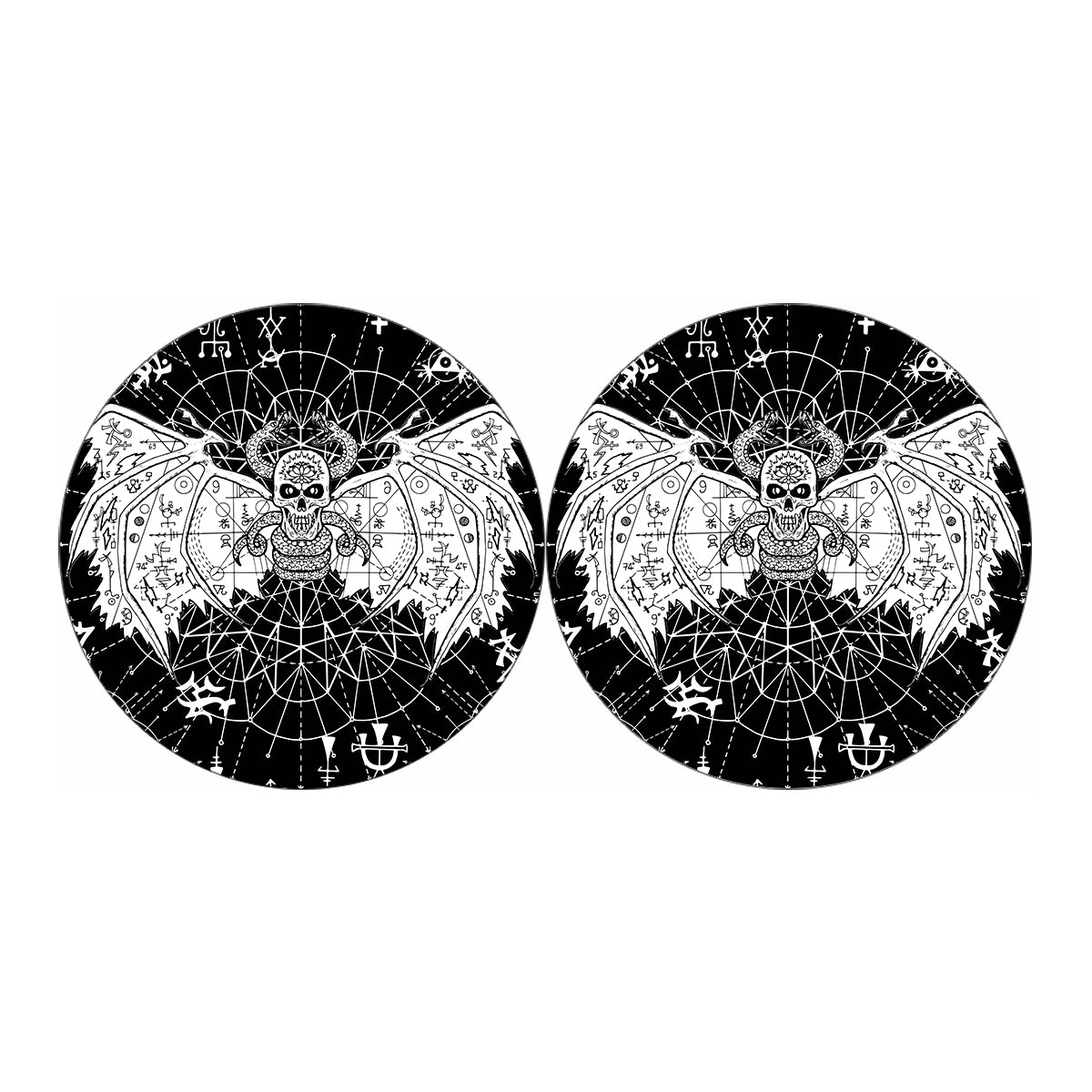 Black And White Demon Wicca Print Car Coasters
