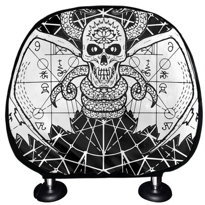 Black And White Demon Wicca Print Car Headrest Covers