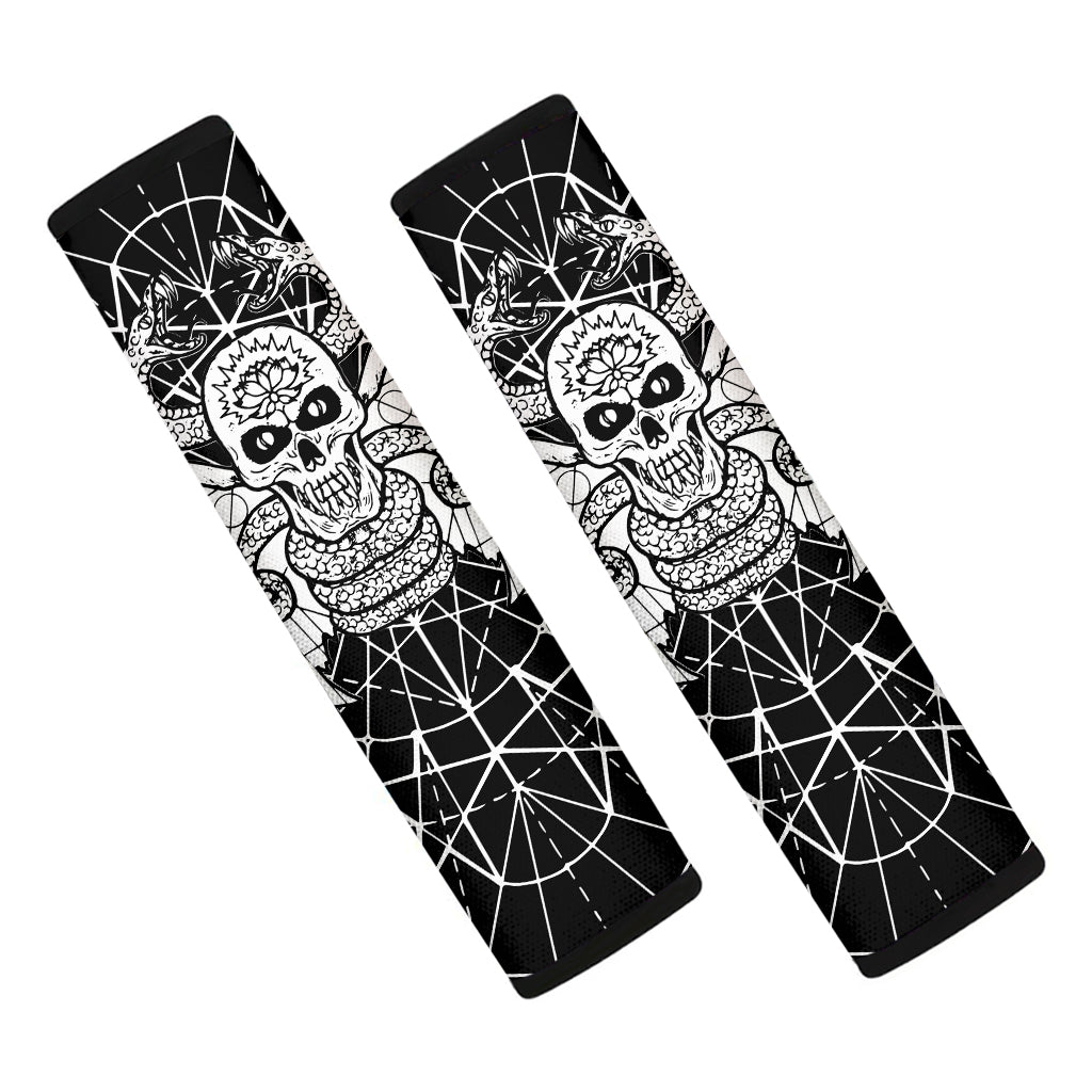 Black And White Demon Wicca Print Car Seat Belt Covers