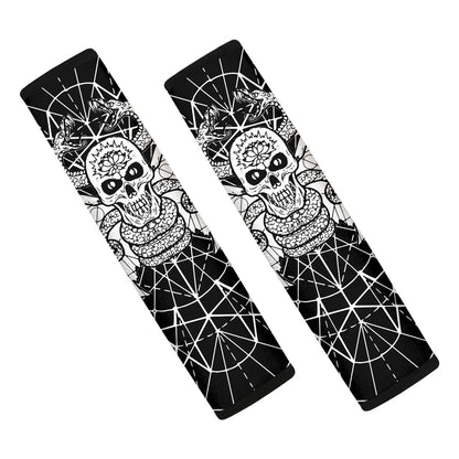 Black And White Demon Wicca Print Car Seat Belt Covers