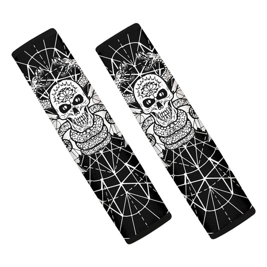 Black And White Demon Wicca Print Car Seat Belt Covers