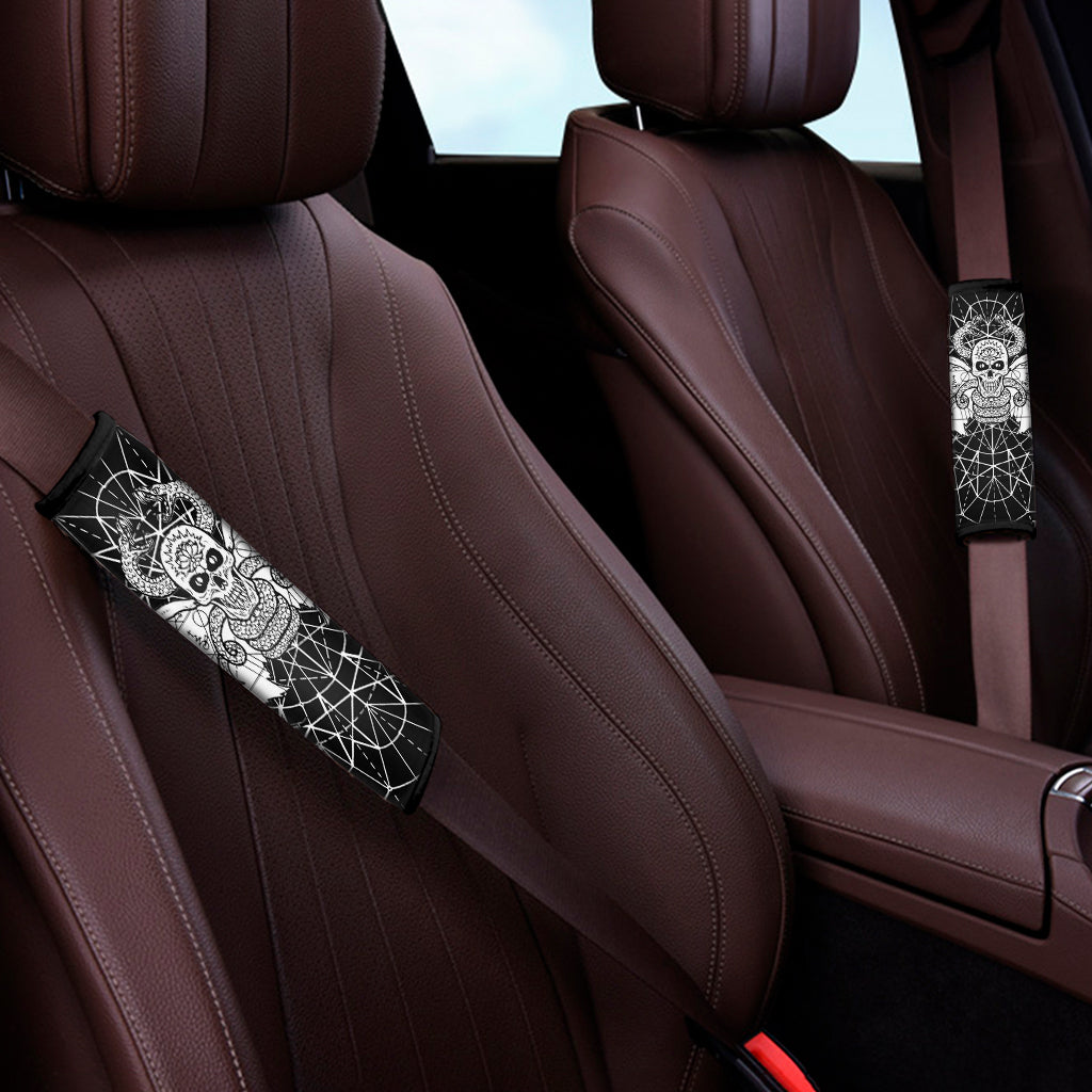 Black And White Demon Wicca Print Car Seat Belt Covers