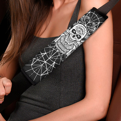 Black And White Demon Wicca Print Car Seat Belt Covers