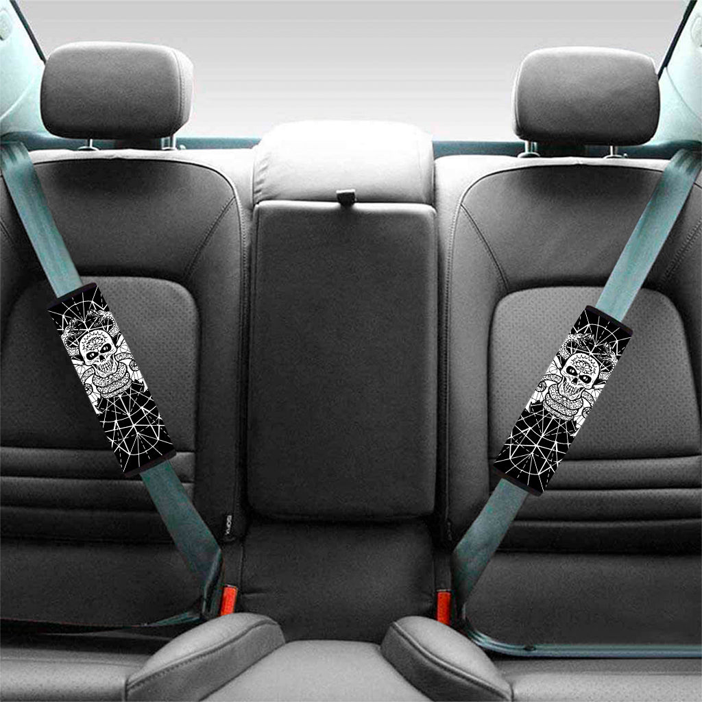 Black And White Demon Wicca Print Car Seat Belt Covers