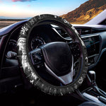 Black And White Demon Wicca Print Car Steering Wheel Cover