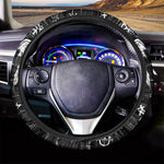 Black And White Demon Wicca Print Car Steering Wheel Cover