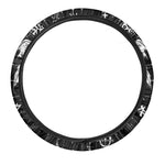 Black And White Demon Wicca Print Car Steering Wheel Cover