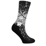 Black And White Demon Wicca Print Crew Socks