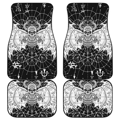 Black And White Demon Wicca Print Front and Back Car Floor Mats