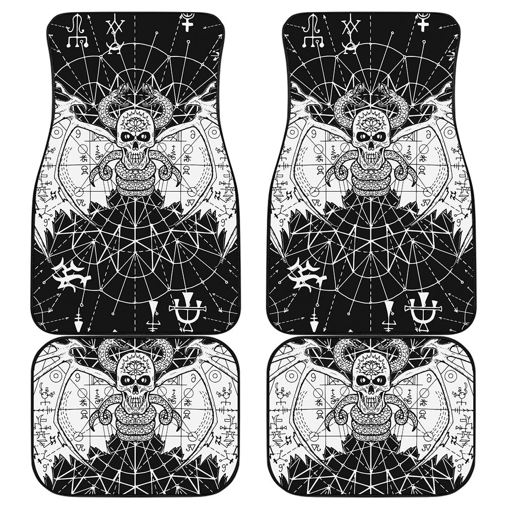 Black And White Demon Wicca Print Front and Back Car Floor Mats