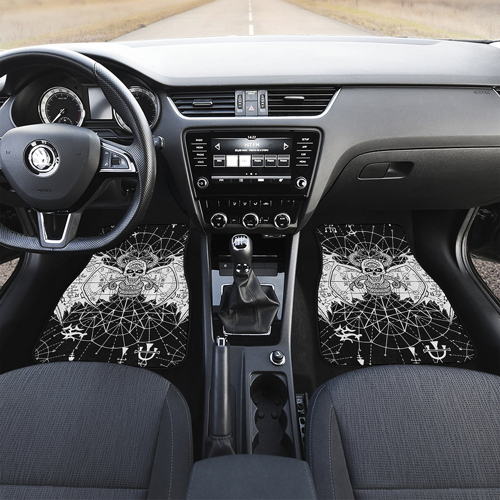 Black And White Demon Wicca Print Front and Back Car Floor Mats