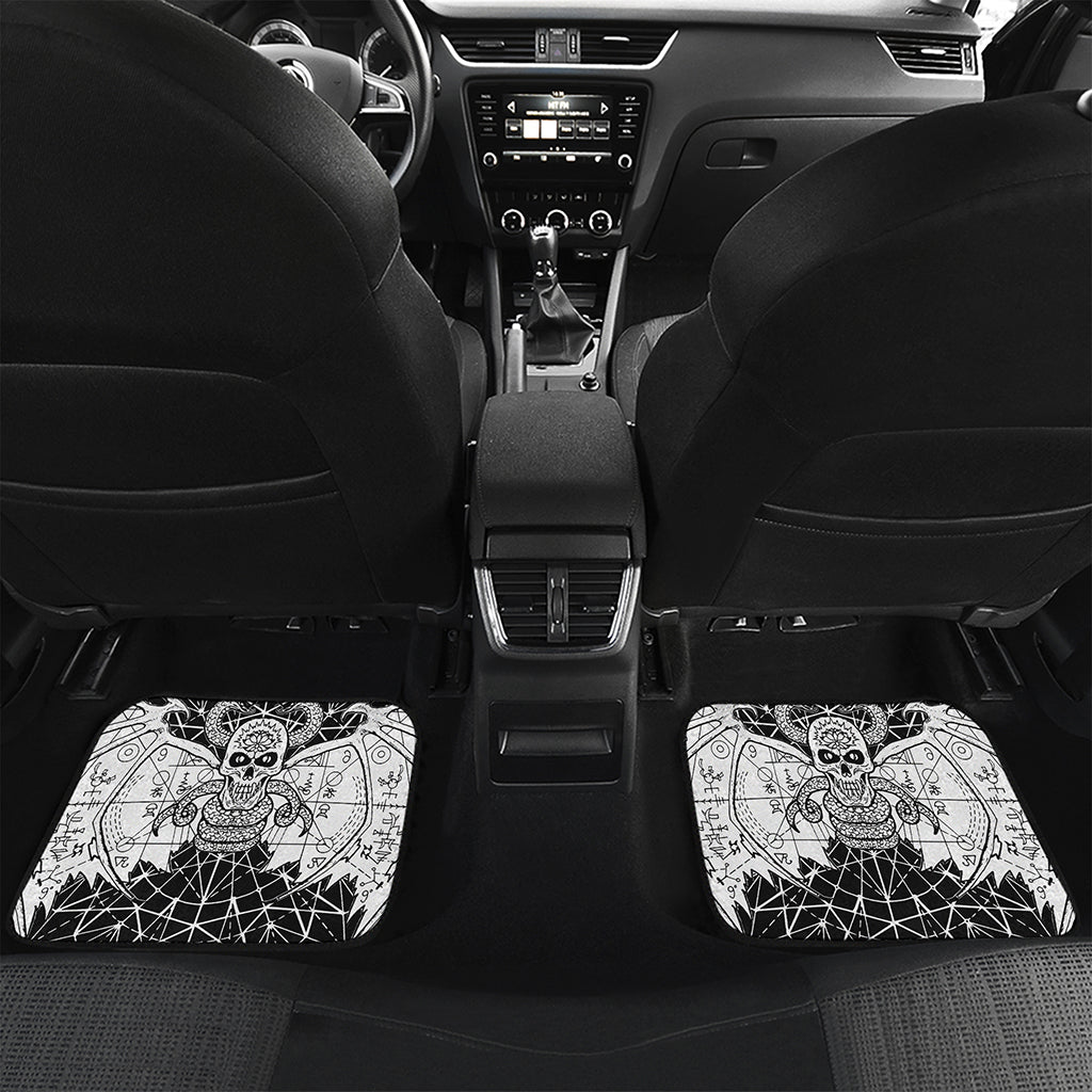 Black And White Demon Wicca Print Front and Back Car Floor Mats
