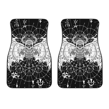 Black And White Demon Wicca Print Front Car Floor Mats