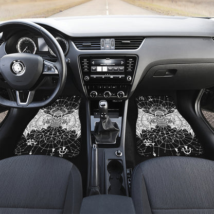 Black And White Demon Wicca Print Front Car Floor Mats