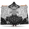 Black And White Demon Wicca Print Hooded Blanket