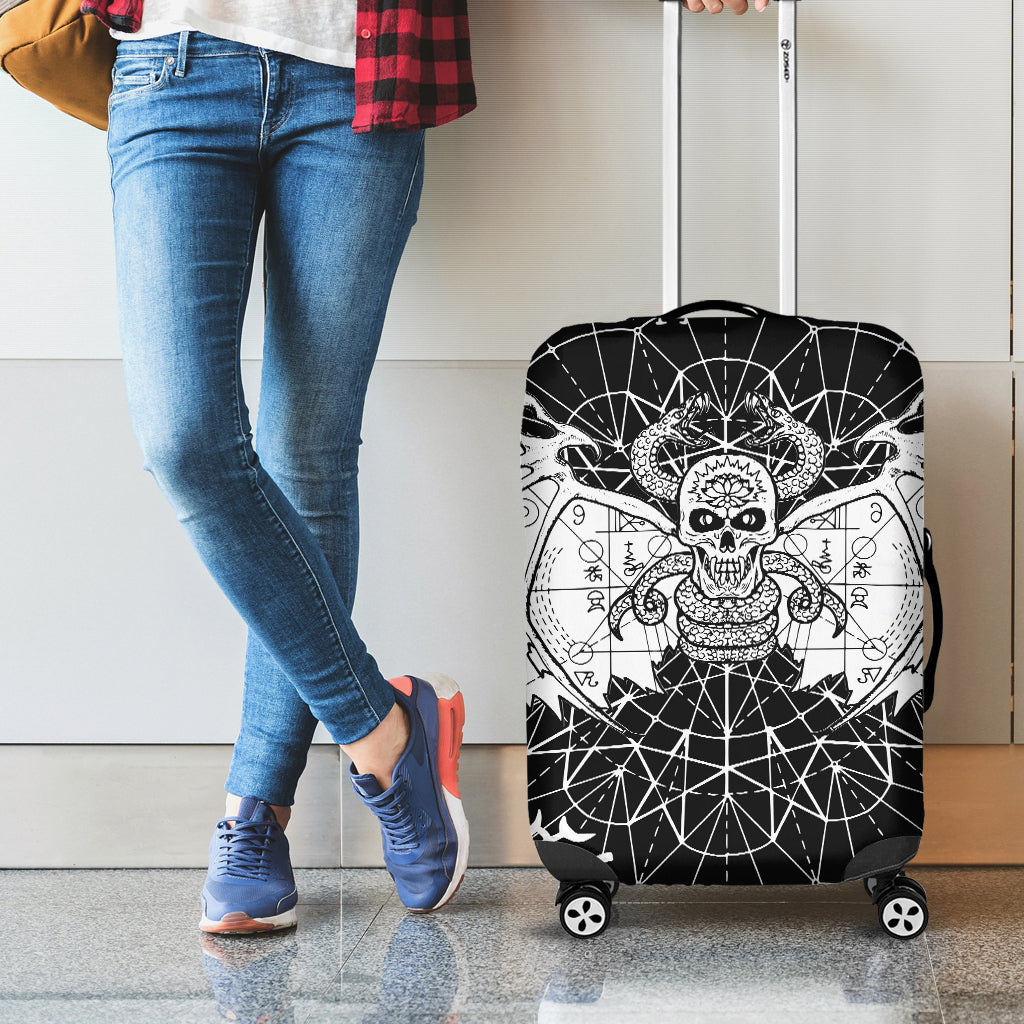 Black And White Demon Wicca Print Luggage Cover