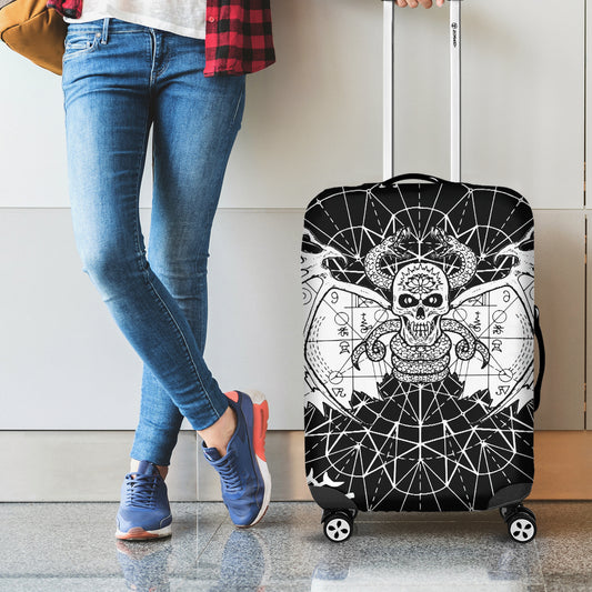 Black And White Demon Wicca Print Luggage Cover