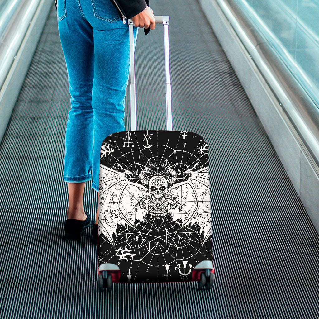 Black And White Demon Wicca Print Luggage Cover