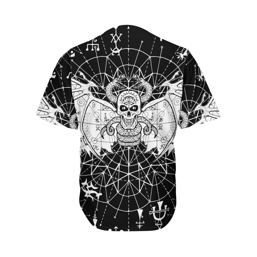 Black And White Demon Wicca Print Men's Baseball Jersey