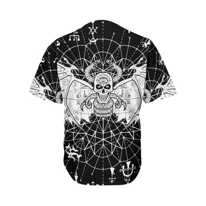 Black And White Demon Wicca Print Men's Baseball Jersey