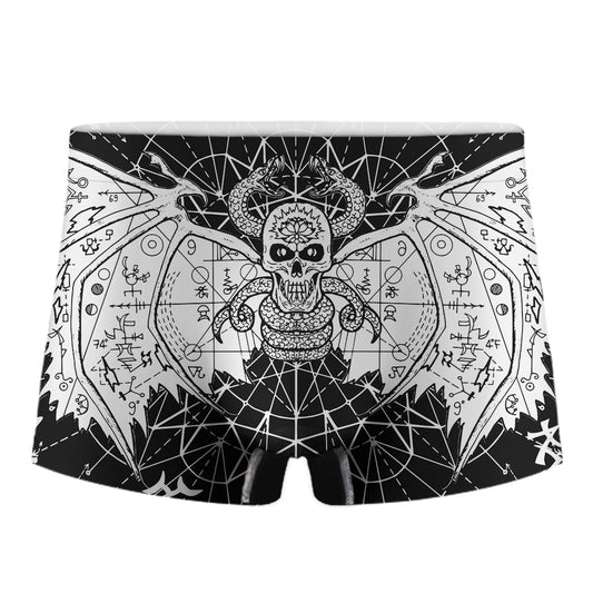 Black And White Demon Wicca Print Men's Boxer Briefs