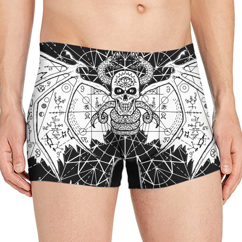Black And White Demon Wicca Print Men's Boxer Briefs