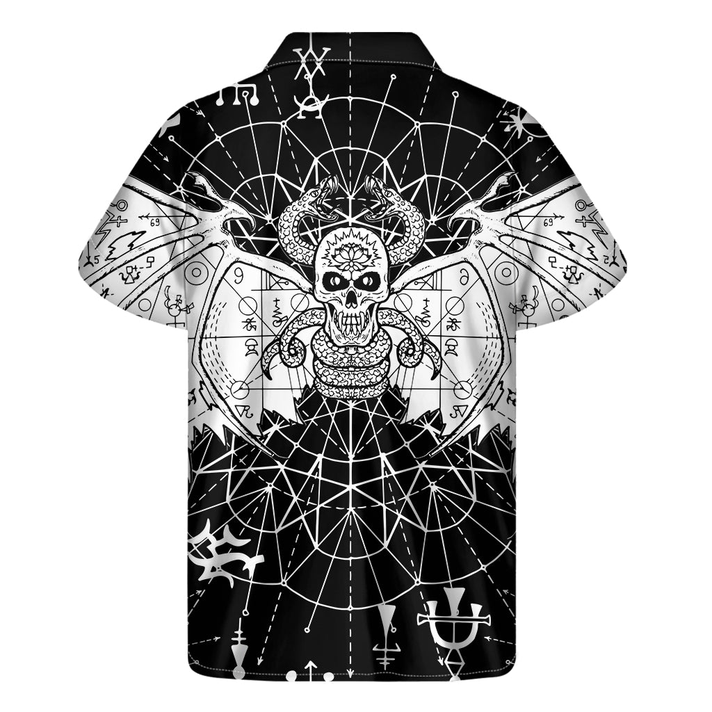 Black And White Demon Wicca Print Men's Short Sleeve Shirt