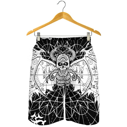 Black And White Demon Wicca Print Men's Shorts