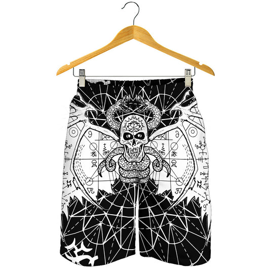 Black And White Demon Wicca Print Men's Shorts