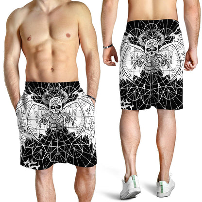 Black And White Demon Wicca Print Men's Shorts