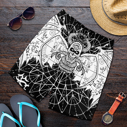 Black And White Demon Wicca Print Men's Shorts