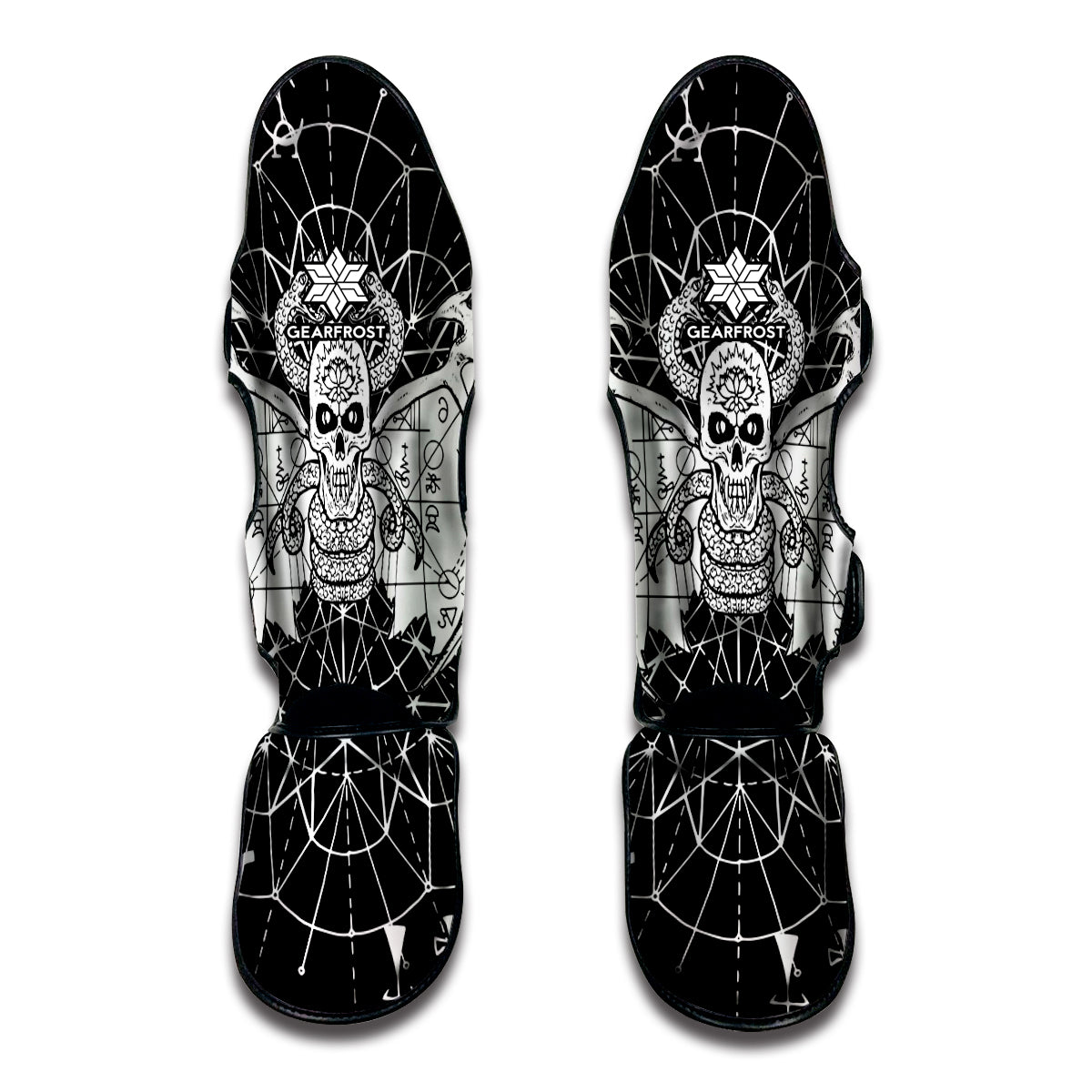 Black And White Demon Wicca Print Muay Thai Shin Guard