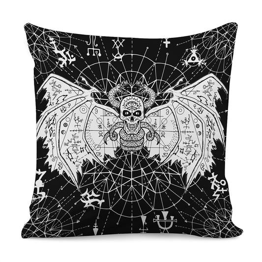 Black And White Demon Wicca Print Pillow Cover